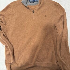 Polo Ralph Lauren Tan Zip-Up Sweater washable Cashmere
